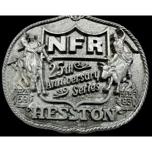 RL09125‎ USED VINTAGE 1983 **NFR** 25th ANNIVERSARY SERIES HESSTON RODEO BUCKLE